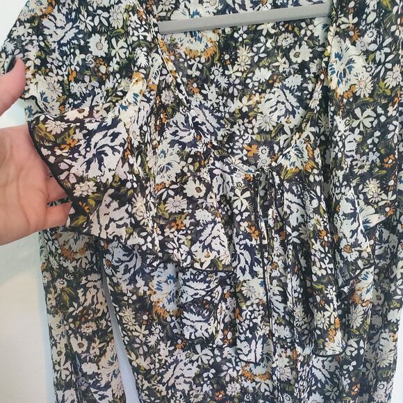 Intimately Free People Cottage Floral Bodysuit XS Ruffle Blousy Whimsy Fairy Top - Picture 6 of 10